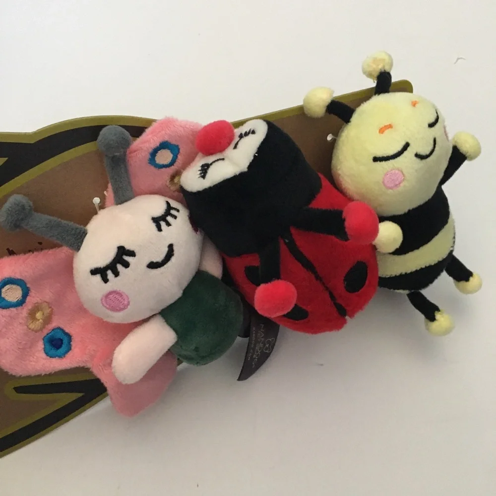 NEW Dog Toys Small Plush 3pk Squeaker & Crinkle Butterfly, Bee, Ladybug | NANDOG